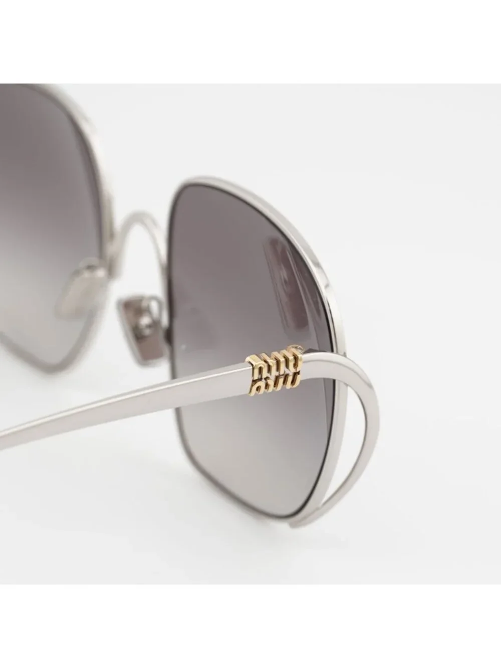 Miu Miu MU A57S 1BC30S Sunglasses Gold Square Frame, Grey Gradient Lenses